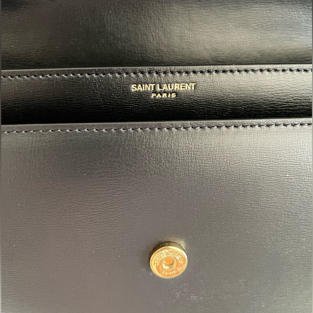 ⭐️Authentic Saint Laurent YSL Medium Sunset Top Handle Black and Gold Handbag ⭐️ - Picture 6 of 15